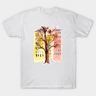 Urban Sketch Apartment Building Watercolor T-Shirt